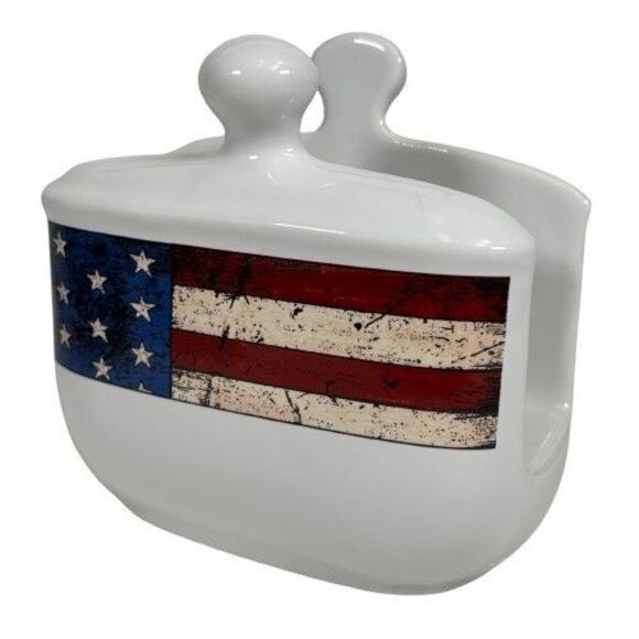 Colonial Napkin Holder American Flag Patriotic 1997 Sakura Warren Kimble USA - Picture 3 of 11